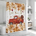 thumbnail image 6 of Red Truck Fall Shower Curtain, Waterproof Shower Curtains for Bathroom, Pumpkin Thanksgiving Botanical Leaves Washable Fabric Bathtub Curtain Set Bath Decor with 12 Hooks 48"x72", 6 of 8