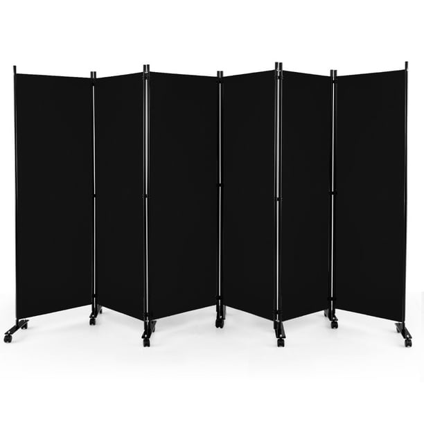 Costway Biombo de 6 Paneles Separador de Ambientes Plegable con Ruedas Bloqueables Divisor para Salón y Dormitorio 334,5 x 30 x 172 cm