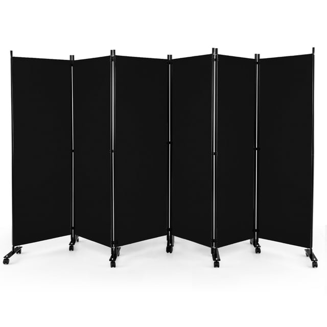 Costway Biombo de 6 Paneles Separador de Ambientes Plegable con Ruedas Bloqueables Divisor para Salón y Dormitorio 334,5 x 30 x 172 cm