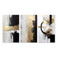 thumbnail image 2 of Designart "Horizontal Dimensions Gold and Black Abstract" Abstract Painting Wall Art Set Of 3 - Modern Gold Canvas Set For Living Room Decor, 2 of 6