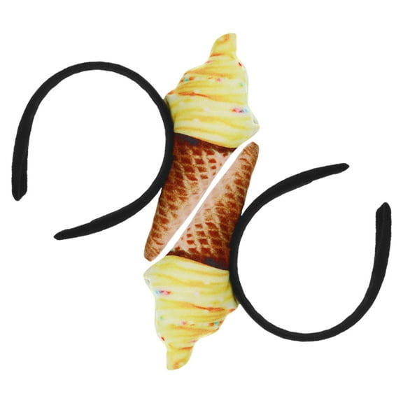 WEUVEB Ice Cream Cone Headband Assorted Color Lightweight Comfortable for Parties 2Pcs