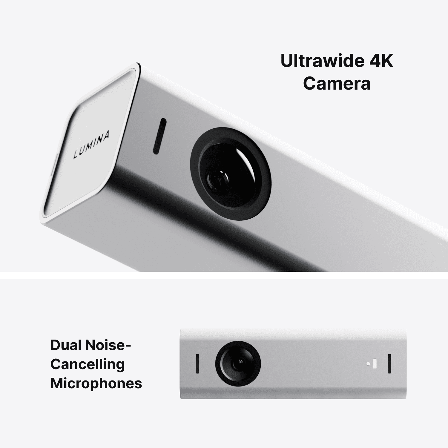 Lumina 4K Webcam: Studio-Quality Webcam Powered by AI. (Silver)