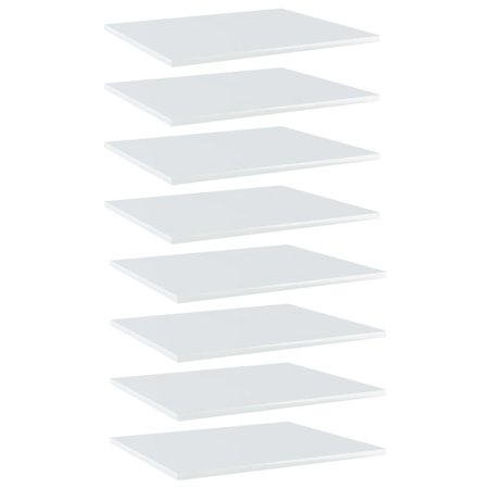 Inlife Bookshelf Boards 8 pcs High Gloss White 23.6"x19.7"x0.6" Chipboard