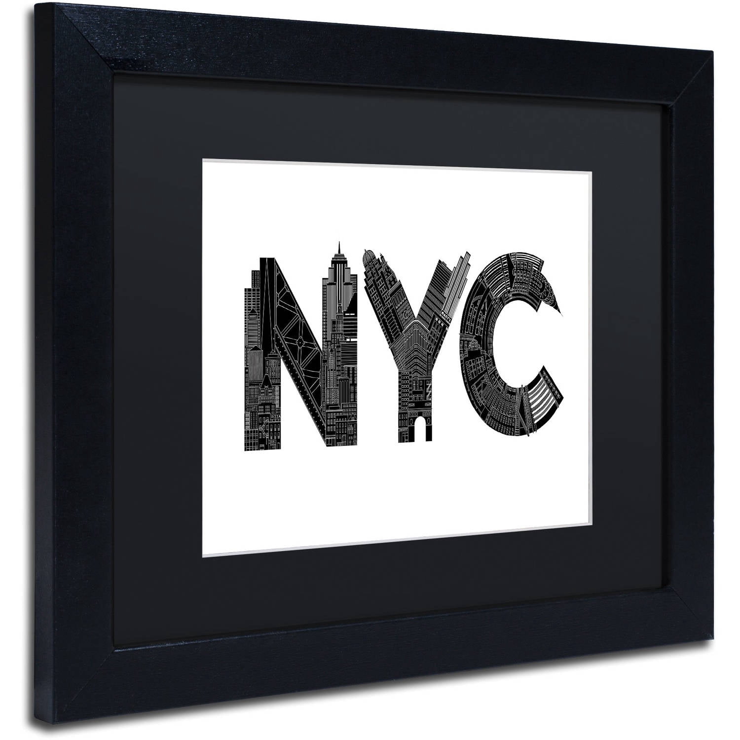 Trademark Fine Art 'NYC' Canvas Art by Robert Farkas, Black Matte, Black Frame