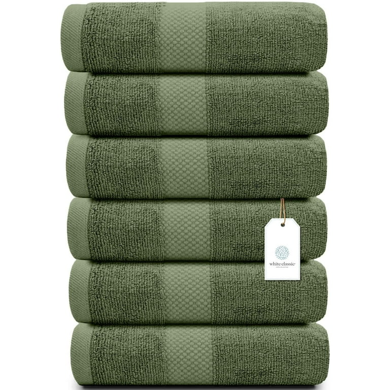 White Classic Luxury Hand Towels for Bathroom-Hotel-Spa-Kitchen-Set - Circlet Egyptian Cotton 16x30, 6 Pack, Forest Green, Size: 16 x 30