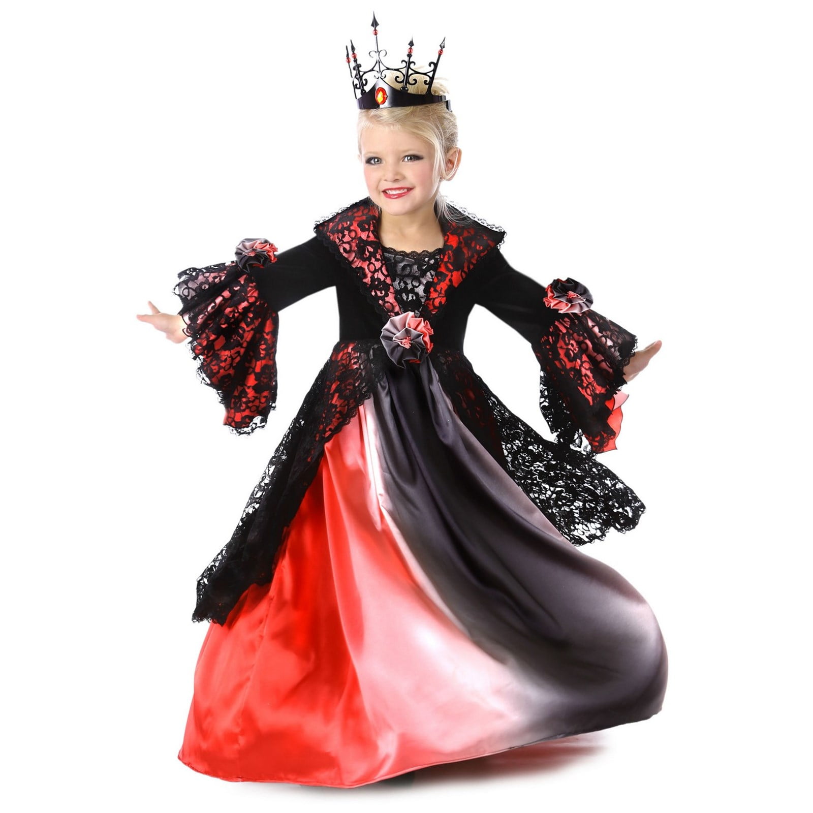 Girls Vampire Princess Evil Halloween Horror Fun Fancy Dress Kids Party Costume 