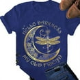 thumbnail image 4 of T-shirt Femme Imprimé Manches Courtes Col Rond T-shirt Fille Manches Courtes Col Rond Été Blouse Décontractée, Bleu, TG, 4 of 5