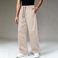 thumbnail image 2 of Lenpel Mens Casual Sweatpants Fall Elastic Waist Drawstring Straight Leg Trousers with Pockets Solid Color Warm Work Pants(Beige,Small), 2 of 8