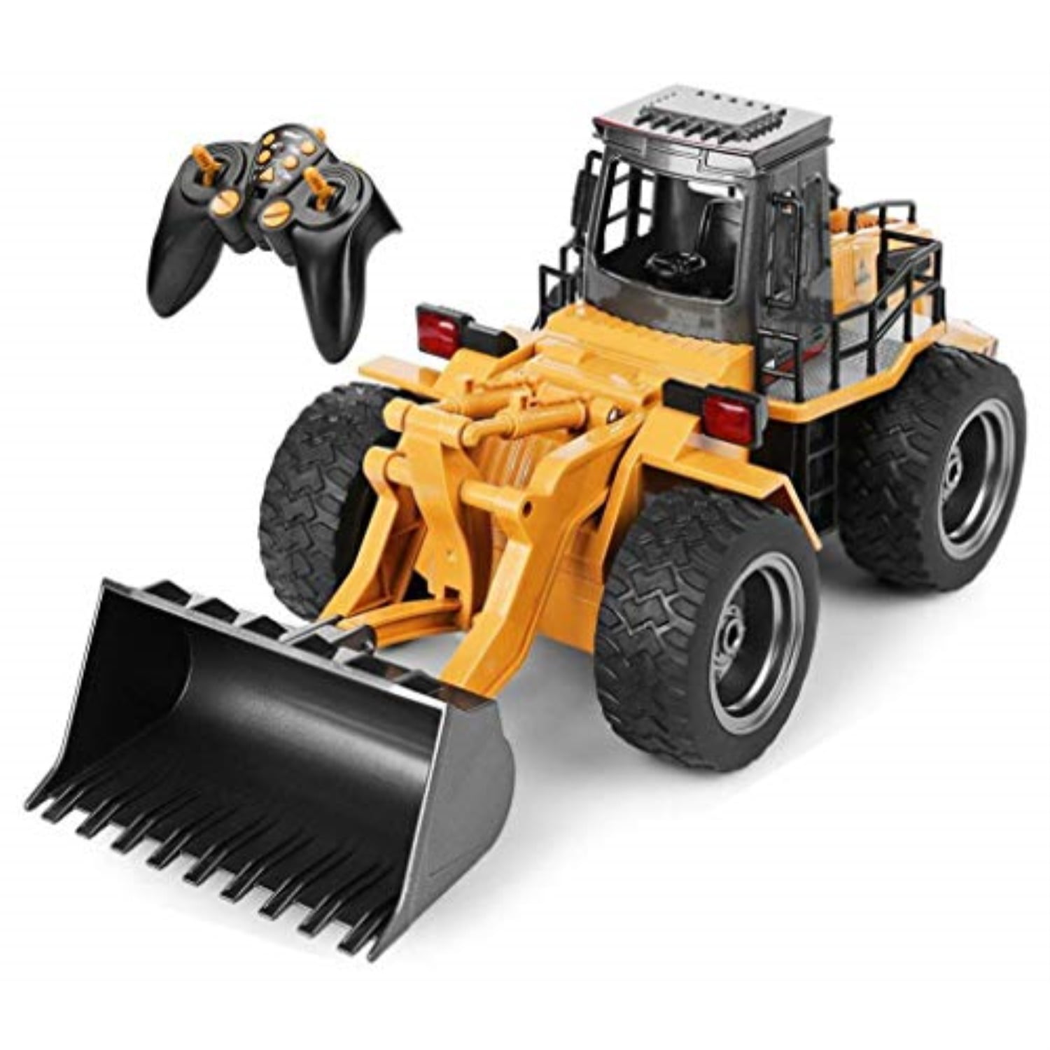 top race 6 channel full functional front loader, rc remote control construction toy tractor with