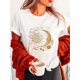 thumbnail image 1 of Sun ＆ Moon Print Crew Neck T-Shirt, Casual Short Sleeve T-Shirt For Spring & Summer, Women's Clothing, 1 of 6