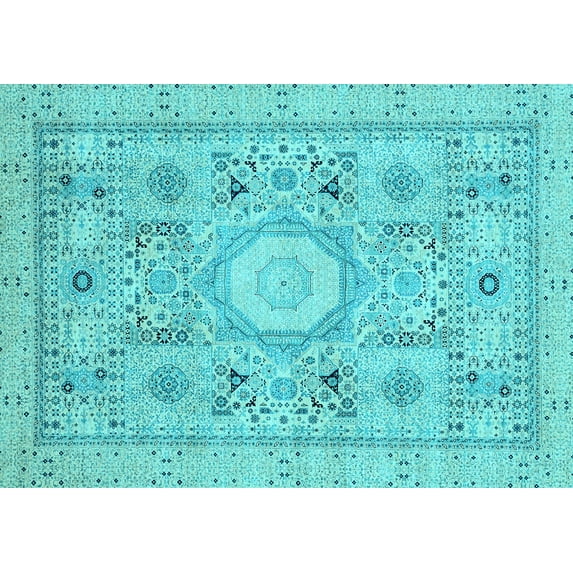 Ahgly Company Indoor Rectangle Abstract Light Blue Modern Area Rugs, 5' x 8'