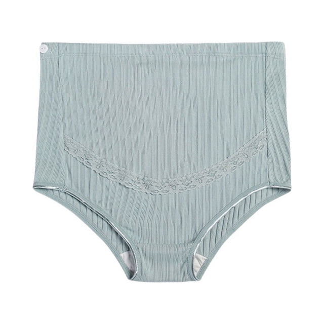 Ladies Comfortable Prenatal Solid Color Lace Large Size Abdominal Panties High Waiste Underpants