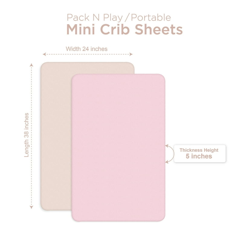 Pack and Play Fitted Sheet Portable Pack N Plays Mini Crib Sheets 2 Pack Play Sheets 100 Jersey Cotton Playard Sheets