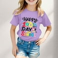 thumbnail image 2 of BOOMNY Toddler Girls Tee Shirts Celebrate 100 Days Of School Letter Printed Short Sleeve Crew Neck Soft Loose Fit Tshits Suitable For Dailywear 4-5 Years, 2 of 4