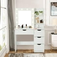 thumbnail image 4 of Yiwa Vanity Desk with Mirror and Lights, 35” Makeup Table with 4 Storage Drawers, Built-in Power Strip & USB, 3-Color LED Lighting, 4 of 7