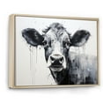 thumbnail image 2 of Designart "Minimalist Black And White Cow I" Animals Cow Floater Framed Wall Decor, 2 of 5