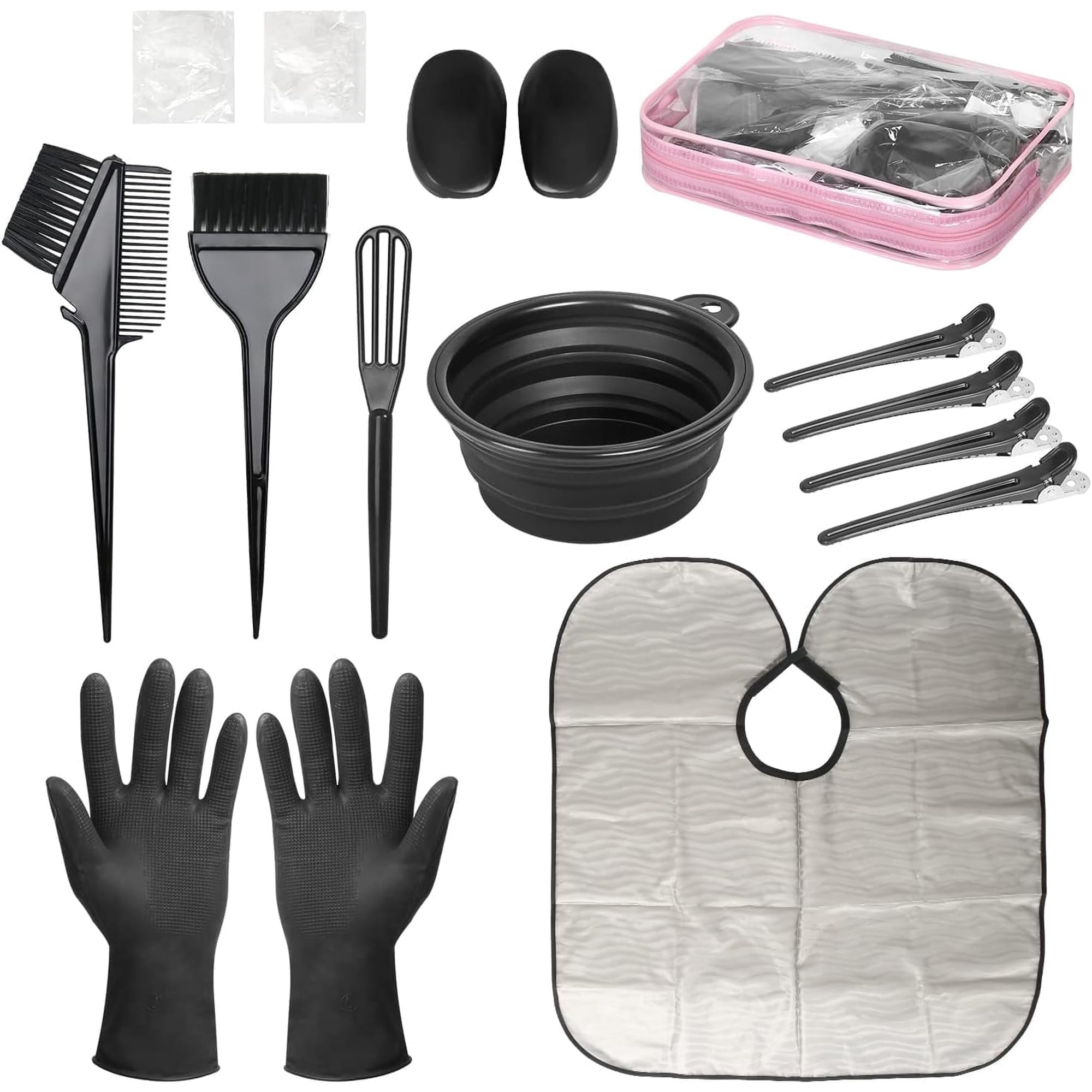 Livhil 16 Pieces Hair Dye Bowl and Brush Kit, Reusable Hair Dye Tools for Salon Home, DIY Hair Dye Kit with Gloves