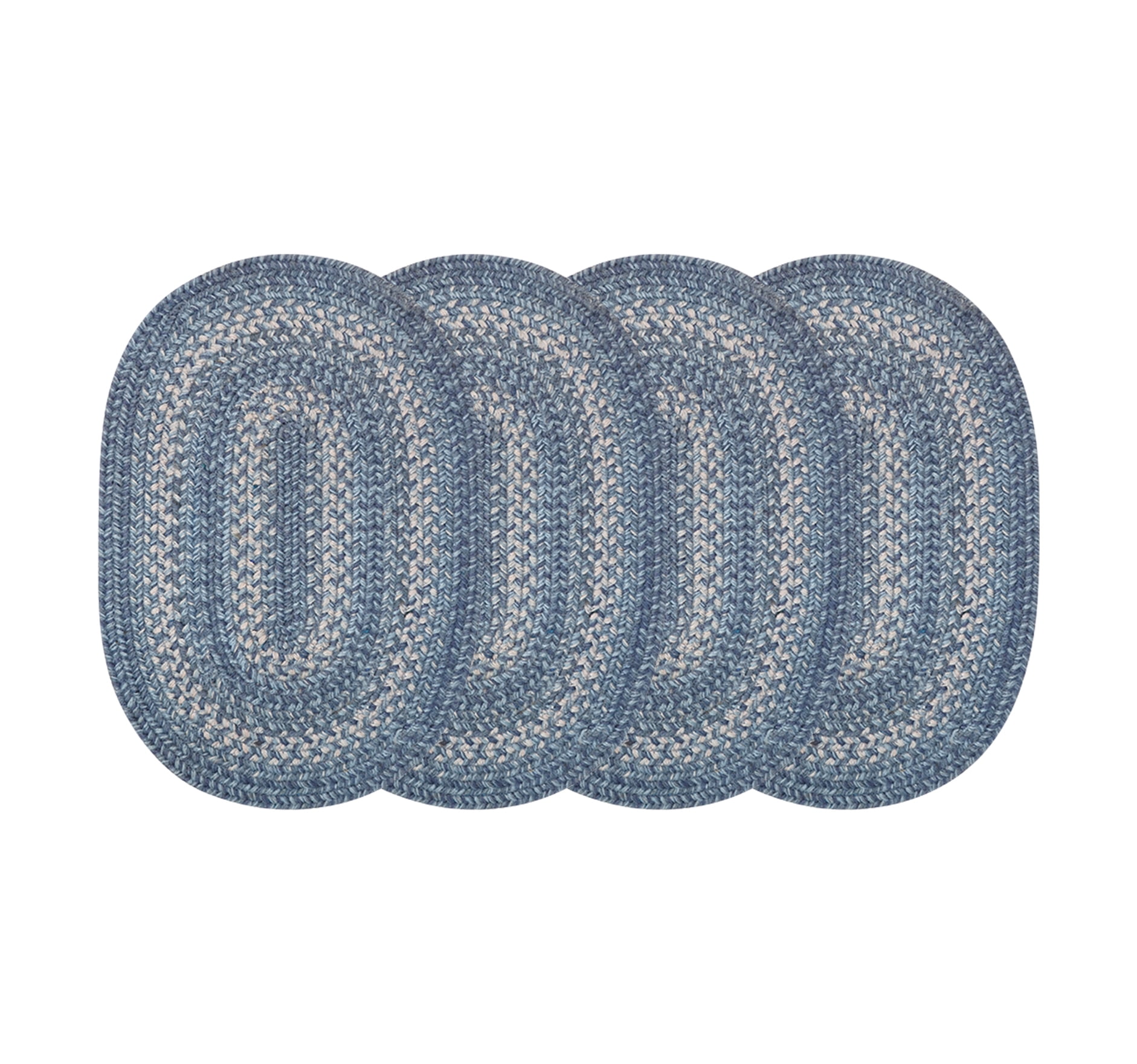 Homespice Denim Jute Table Mat 10x15" Oval (Set of 4) Placemat For Spoon Rest, Table Protection and Vintage Decor