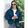 thumbnail image 5 of Women'S Winter Cropped Puffer Jacket Coat Short Warm Quilted Jacket Blue XS, 5 of 8