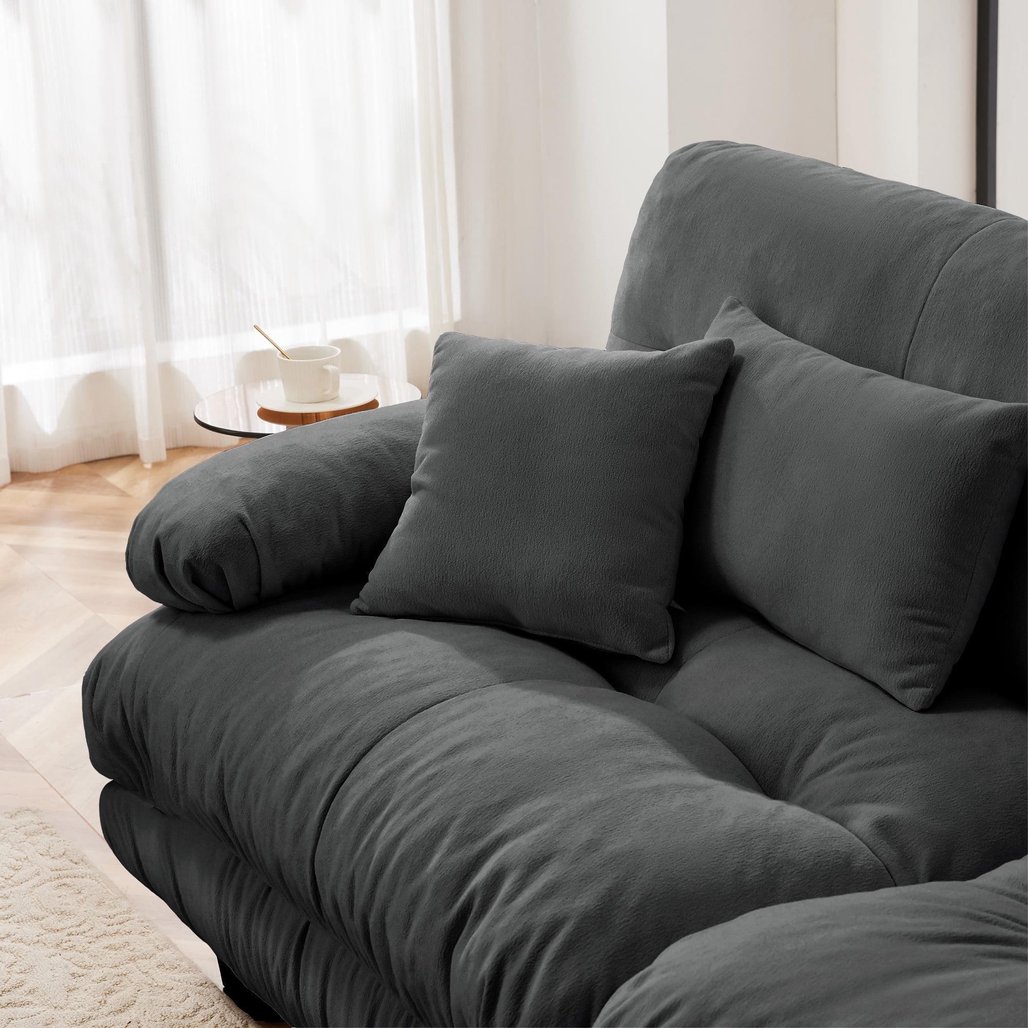 MAYEERTY 173.2in 4-Seater Sectional Sofa Modular Deep Seat Sofa Couch , Chenille Sofa for Living Room, Apartment, Studio, Office, Gray