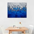 thumbnail image 2 of GOSMITH Blue and Silver Abstract Wall Art on Canvas Textured Handmade Oil Painting 20x16in, 2 of 4