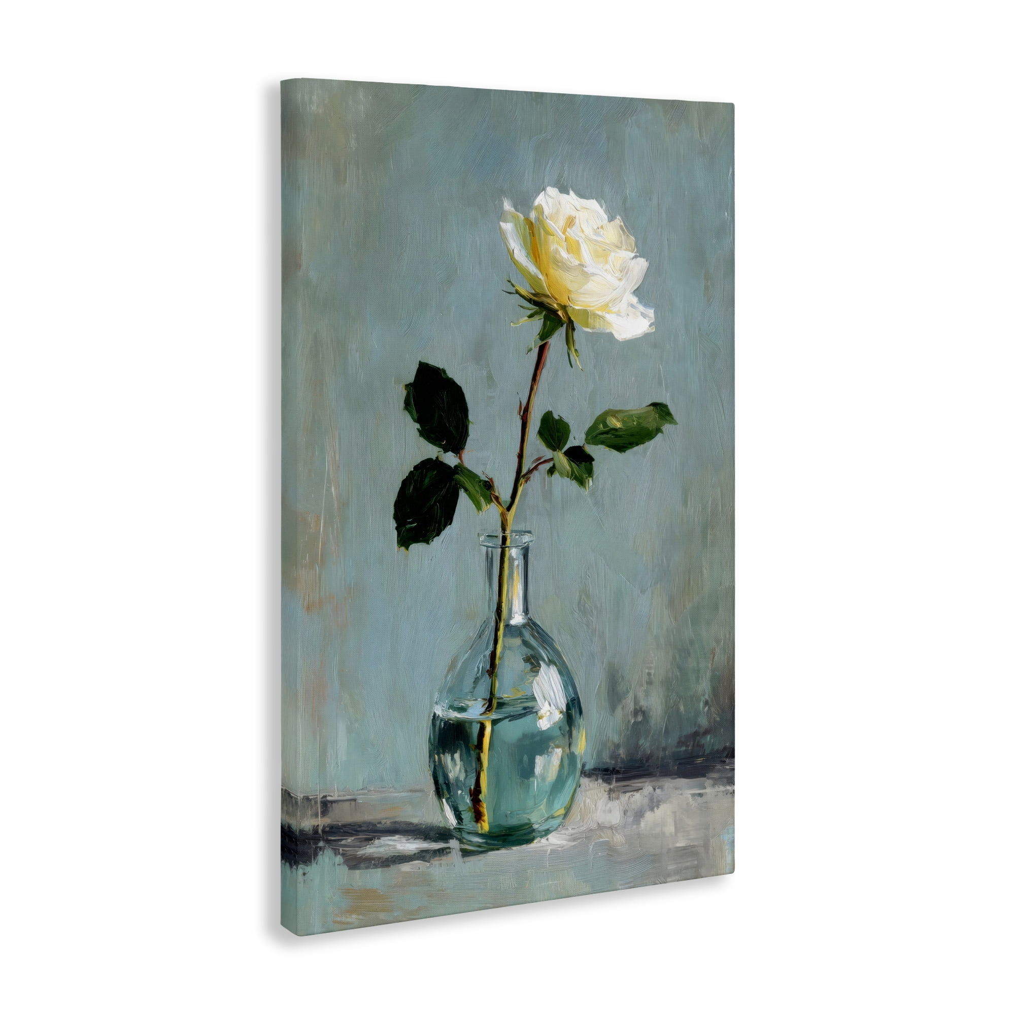 Stupell Industries Sweet White Rose in Vase Canvas Wall Art, design by Petal Prints Design