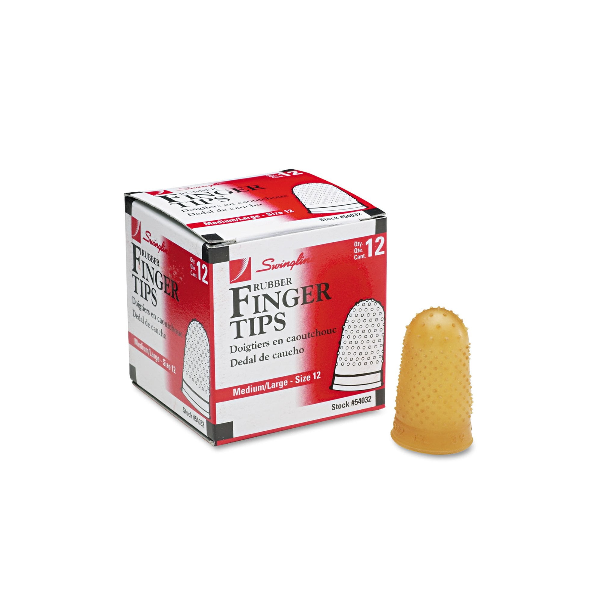 Branded Swingline Rubber Finger Tips, Size 12, Medium/Large, Amber 1