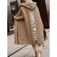 thumbnail image 5 of Womens Long Cardigan Oversized Hooded Casual Long Sleeves Solid Color Letter Printed Sweater Outwear Camel Color S, 5 of 7