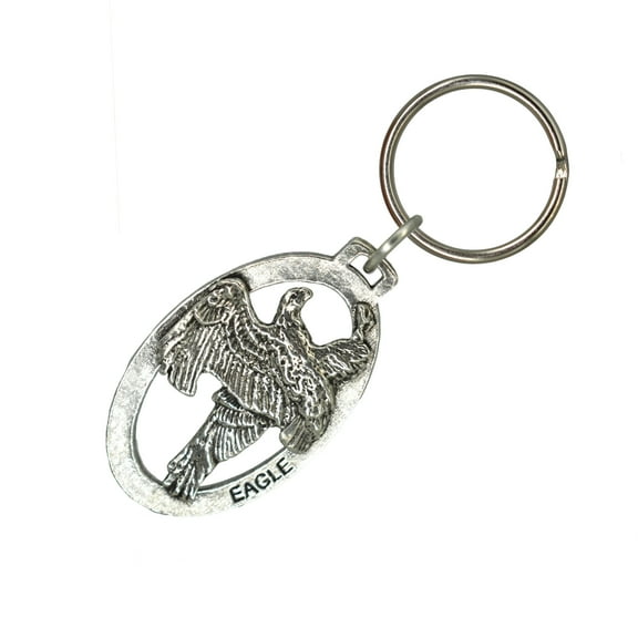 Bald Eagle Flying Keychain, Birds, Bird, B051KC, Patriotic, Key Fob, Key Ring, Keys, Zipper Pull, Luggage Tag, Pewter, Backpack, Over 300 Keychains Designs, Handmade in the USA