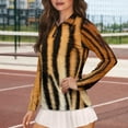 thumbnail image 3 of Yuyamidu Tiger Stripes Women's V Neck Golf Shirts Soft Long Sleeve Quarter Zip Tennis Top Active Tennis Shirts Tennis Fashion Tops Clothes Size 2XL, 3 of 8