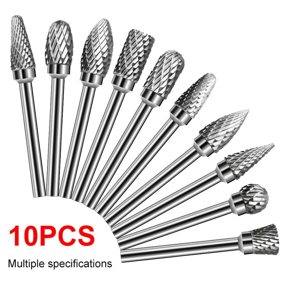 10x Rotary Burr Set Head Tungsten Carbide Burr 1/8" Shank Die Grinder