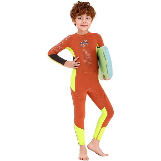  Seaskin Kids Wetsuit Full Body, 3mm Neoprene Thermal  Swimsuit Toddlers Boys Back Zipper Long Sleeve Keep Warm For Diving
