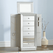 Hives and Honey Mia Standing Mirrored Jewelry Armoire - Metallic Silver