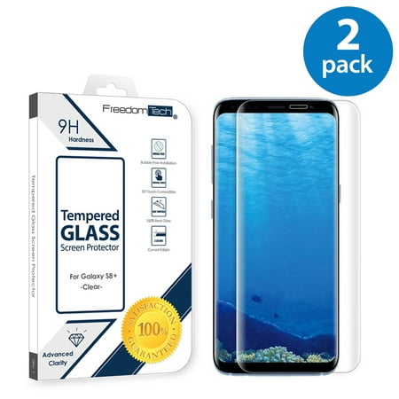 2x Samsung Galaxy S8 Plus Screen Protector Glass Film Full Cover 3D Curved Case Friendly Screen Protector Tempered Glass for Samsung Galaxy S8 Plus (S8 Best Screen Protector)