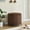 Brown, variant on 22.05"Wide Upholstered Round Pouf Ottoman Foot Rest, Round Footrest Stool with Black Metal Legs and Durable Wood Frame Construction, Faux Fur Footstool for Living Room, Bedroom and Entryway, Beige
