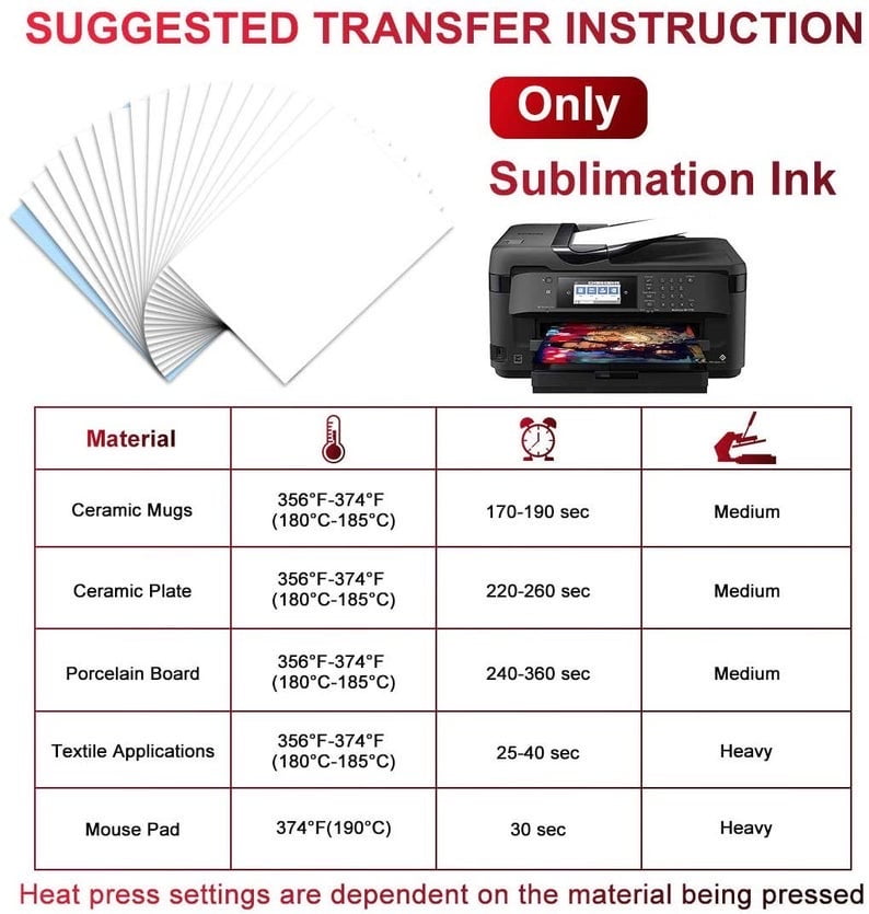 100 Sheets Dye Sublimation Ink Transfer Paper 8.5”x14” Ideal For Mugs SUBLIPAPER 