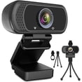 thumbnail image 1 of 1080P Webcam with Microphone, HD Webcam Web Camera with Tripod Stand, Widescreen USB Computer Camera, Streaming Mic Web cam for Online Calling/Conferencing,Facetime/YouTube Desktop Laptop PC, 1 of 7