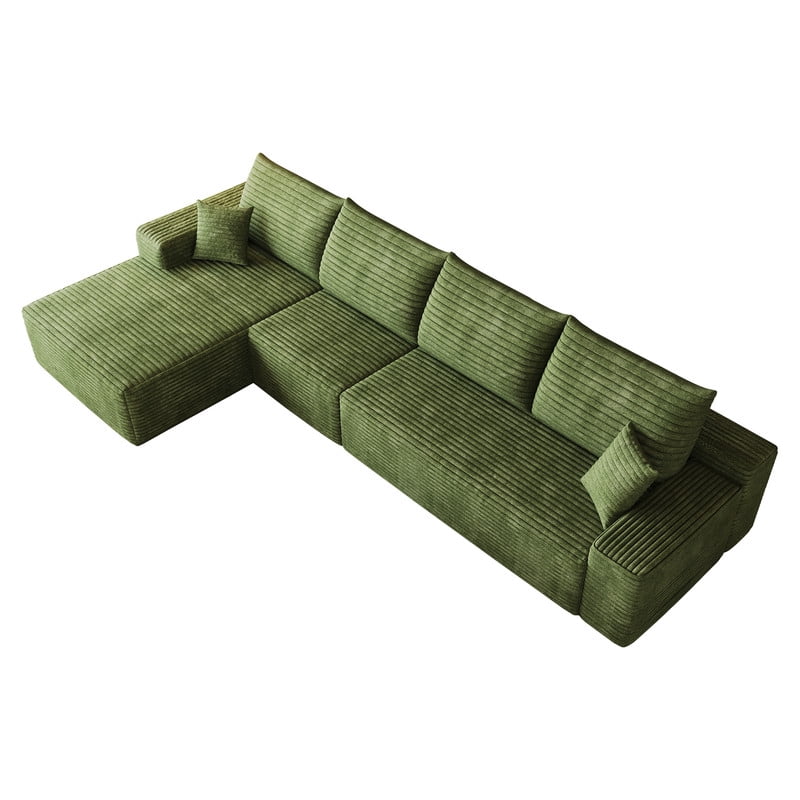 135" Cloud Sectional Sofa with Left Facing Chaise, Modern Modular Deep Seat Couch, Plush Corduroy Upholstered Sofa for Living Room, Bedroom, Apartment, No Assembly Required