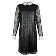thumbnail image 3 of Women's Floral Metallic Lace Shift Shirt Dress Blk 6, 3 of 4