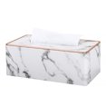 thumbnail image 1 of Servilletero de Caja de Pañuelos Faciales de Cuero PU con Patrón de Mármol Ormromra para Decoración Automotriz de Coche de Oficina en Casa, 1 of 7