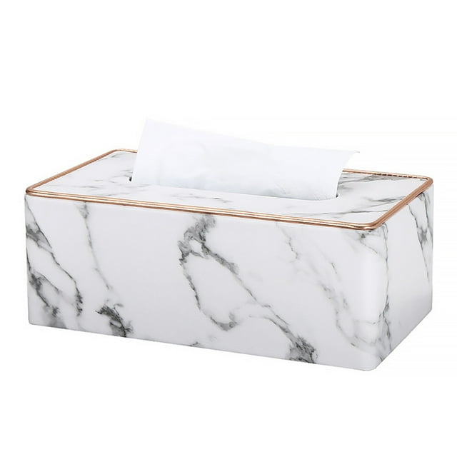 Servilletero de Caja de Pañuelos Faciales de Cuero PU con Patrón de Mármol Ormromra para Decoración Automotriz de Coche de Oficina en Casa