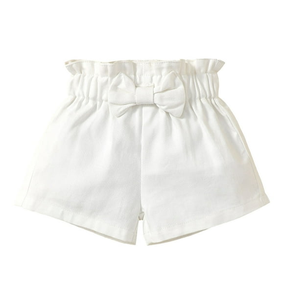 Infant Baby Girls Clothes Baby Girls Shorts Denim Shorts Cute Bowknot Elastic Waistband Infant Girls Summer Shorts White 6-9 Months