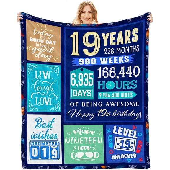 LHSHID 19 Year Old Boy Gift Ideas BlanketGifts for 19 Year Old BoysBoys Age 19 GiftsPresents for 19 Year Old Boys19th Birthday Decorations for BoysSoft Throw Blanket 30"x40"