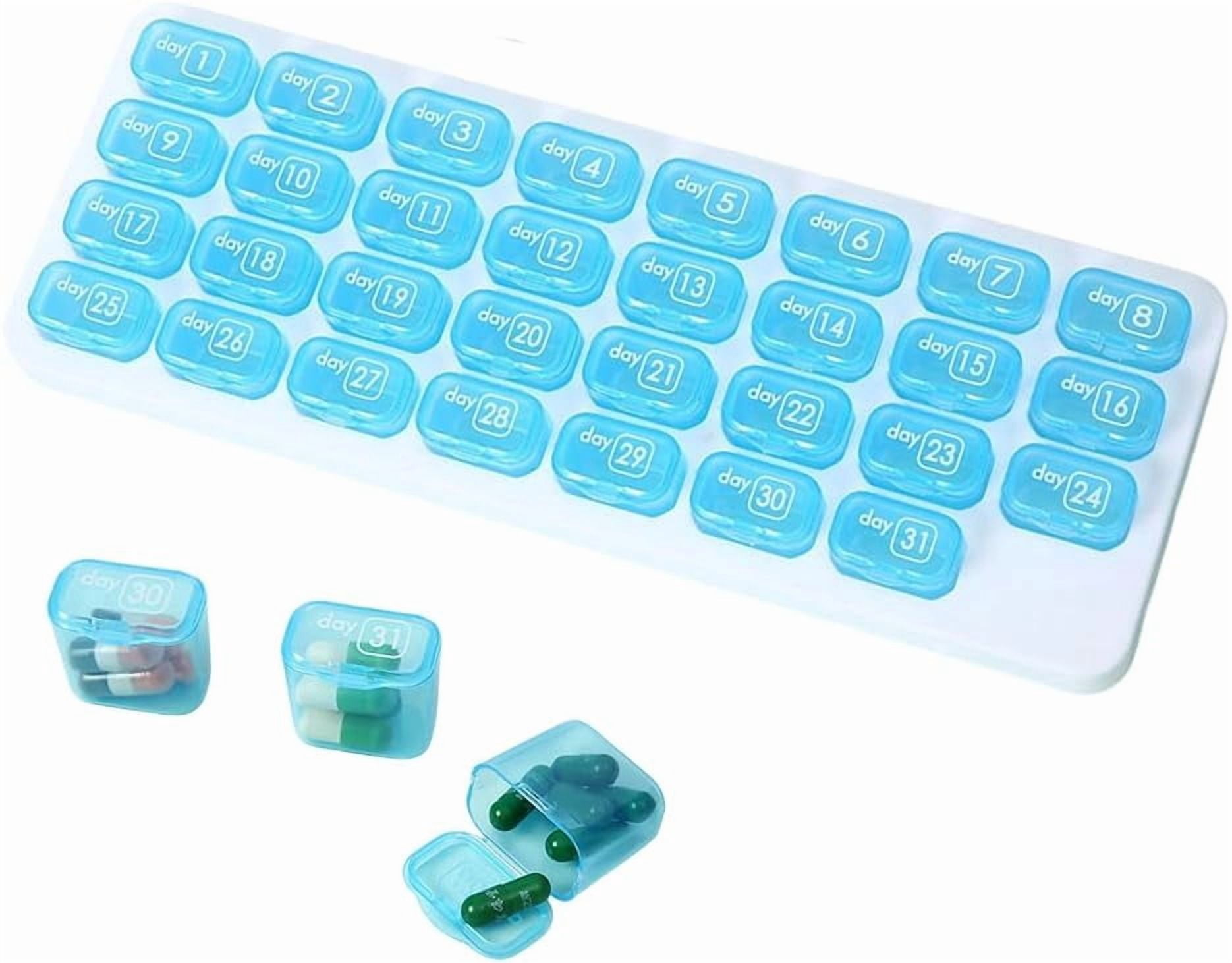 Monthly Pill Organizer 31 Day, 2026 Upgraded Large Portable Travel Pill Box, 30 Day Pill Case Small Compartments to Hold Vitamin and Travel Medicine Organizer, Daily Pill Case