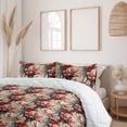 thumbnail image 2 of Ambesonne Springtime Down Alternative Quilt Comforter, Petals Vintage Flowers, Full, Warm Taupe and Ruby, 2 of 5