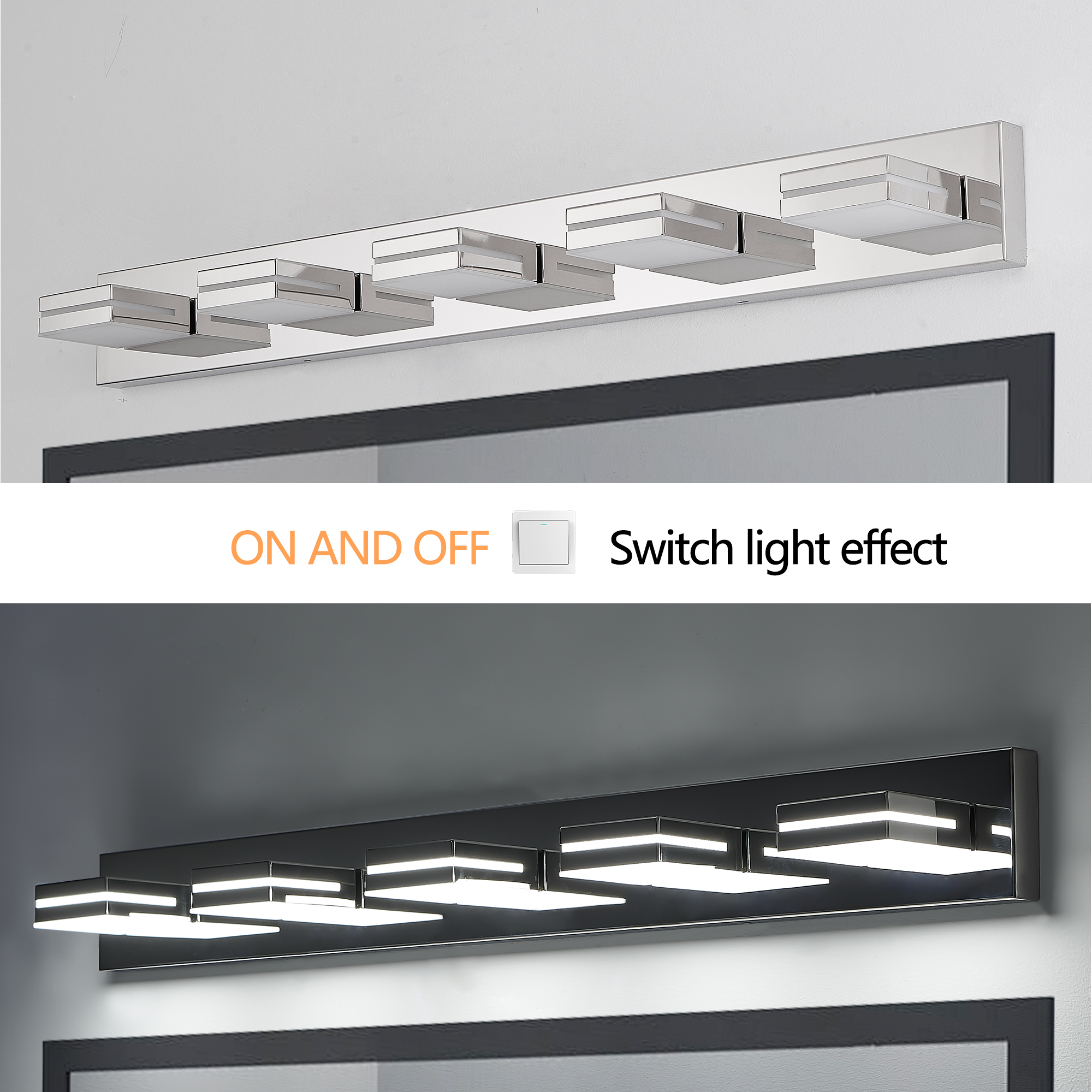 Leumius Modern 5-Light LED Vanity Light, Sleek Minimalist Design, Energy-Efficient, Easy to Install Wall Sconce for Mirror, Bathroom, Bedroom and Hallway Chrome