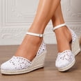thumbnail image 2 of IWRICH Espadrilles Wedges Sandals for Women Wedge Platform Sandals Closed Toe Ankle Strap Buckle Casual Summer Wedge Heels White 9, 2 of 9