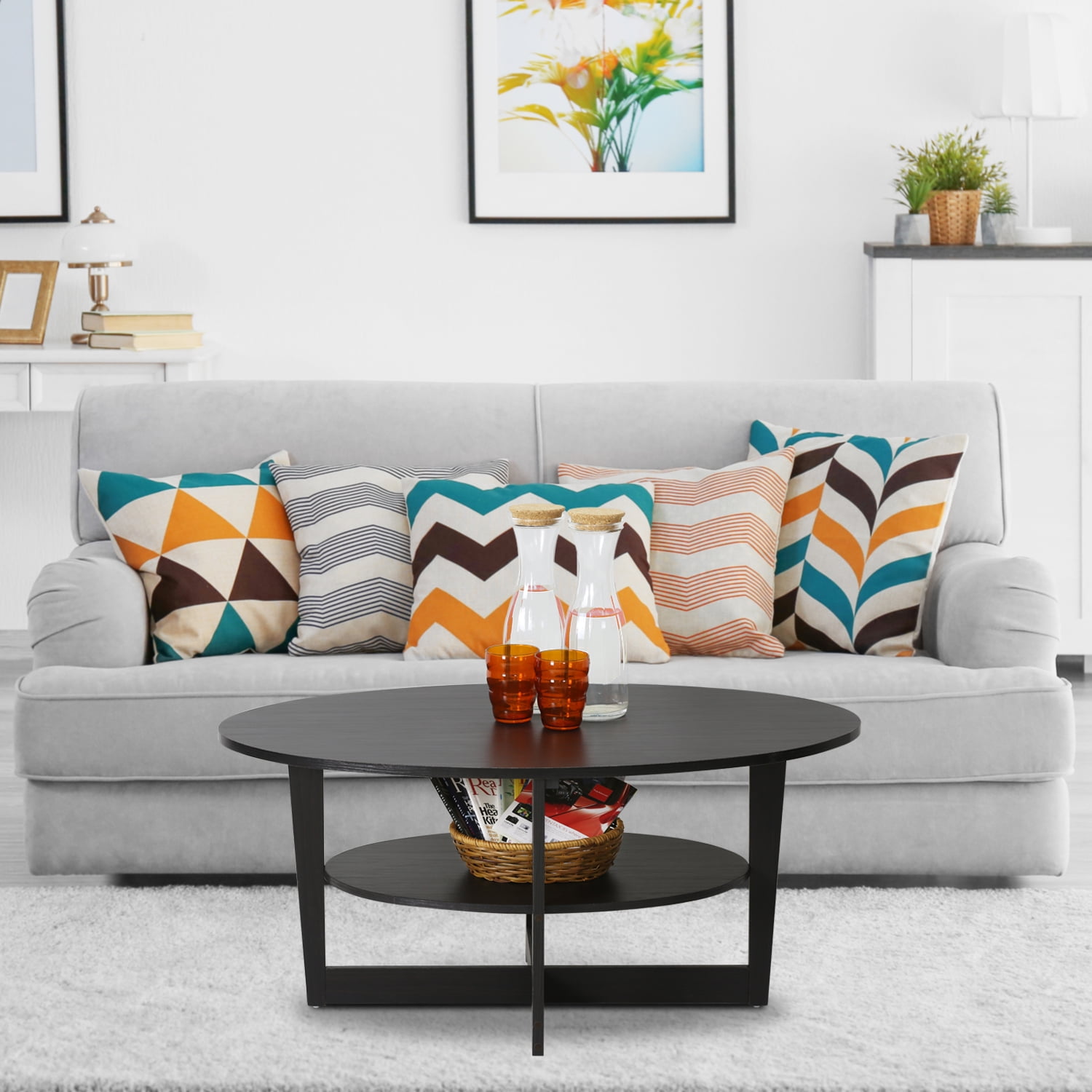 Furinno 15020WN JAYA Oval Coffee Table, Walnut Color ...