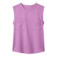 thumbnail image 5 of WRFWUL Womens Cotton Linen Tank Tops Crewneck Sleeveless Double Pocket Blouses Casual Loose Fit Summer Beach Vacation Shirts, 5 of 7