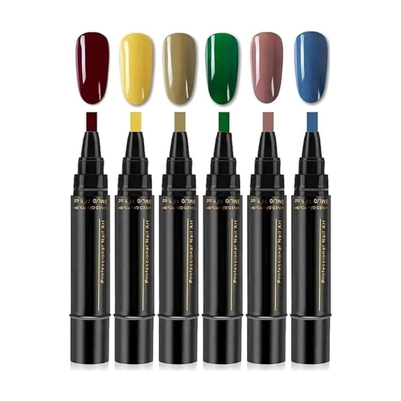 6Pcs Nail Polish Pens Set, 3 In 1 Nail Gel Pens, Quick Dry Long Lasting Gel Polish, Soak Off One Step DIY Gel Nail Polish Pen, Beginner Friendly Nail Art Pen, Ideal Gift for Her, Gift for Women